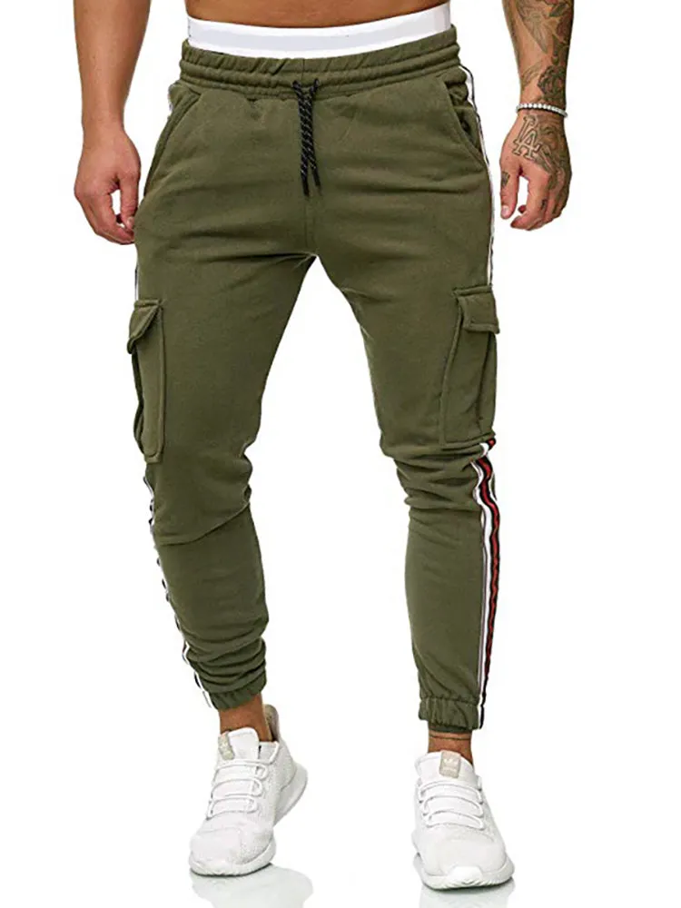 Striped Joint Pocket Drawstring Jogger