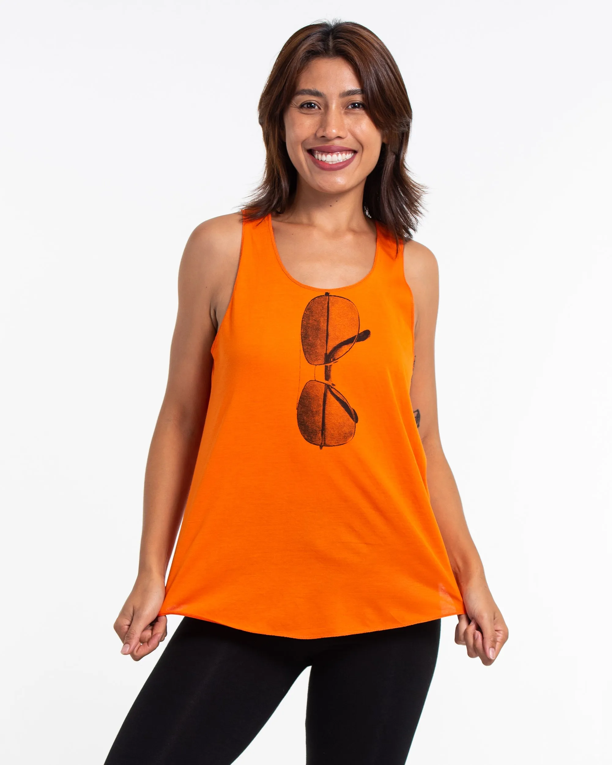 Super Soft Cotton Womens Sunglasses Tank Top in Orange