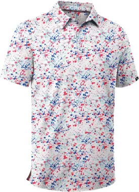 SWISSWELL Mens Golf Shirt Short Sleeve Moisture Wicking Print Polo Shirts for Men Performance Collared Summer Athletic Tshirt