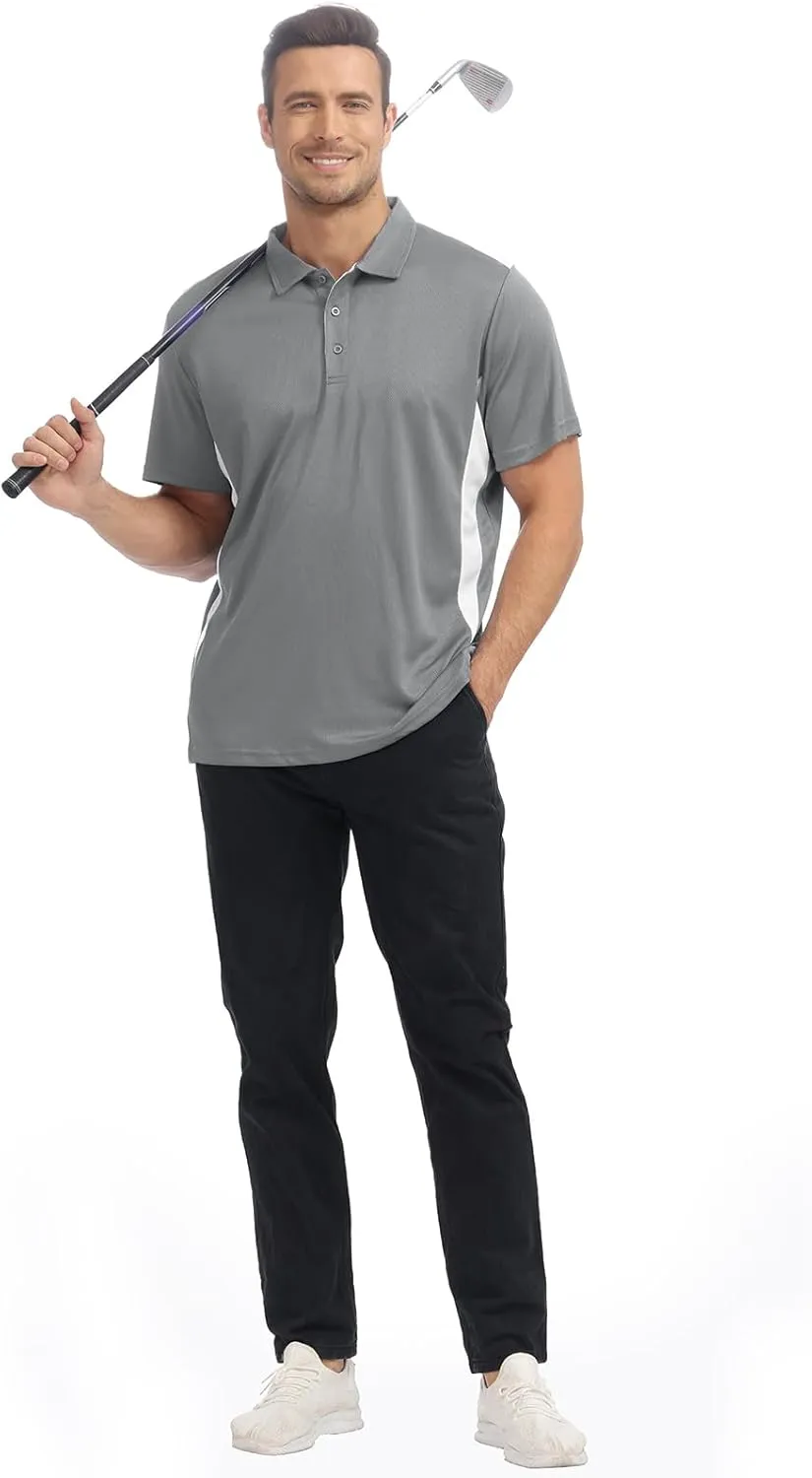 TIHEEN Men's Golf Polo Shirts,Short Sleeve Moisture Wicking Performance Polo Shirts