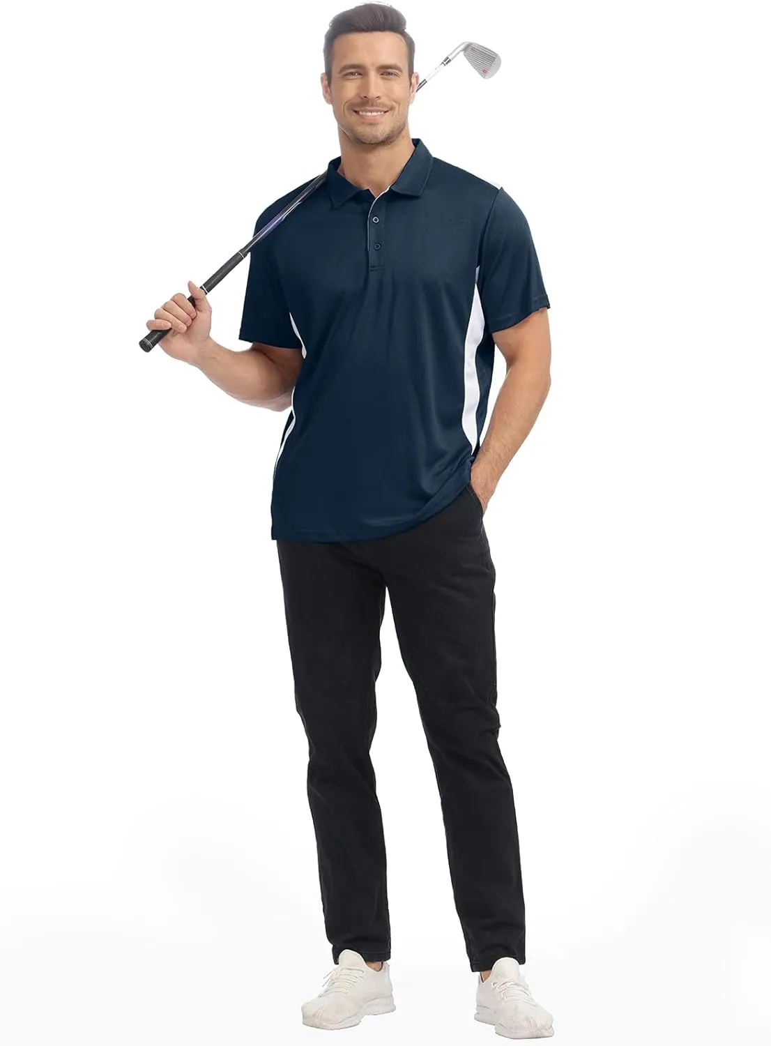 TIHEEN Men's Golf Polo Shirts,Short Sleeve Moisture Wicking Performance Polo Shirts