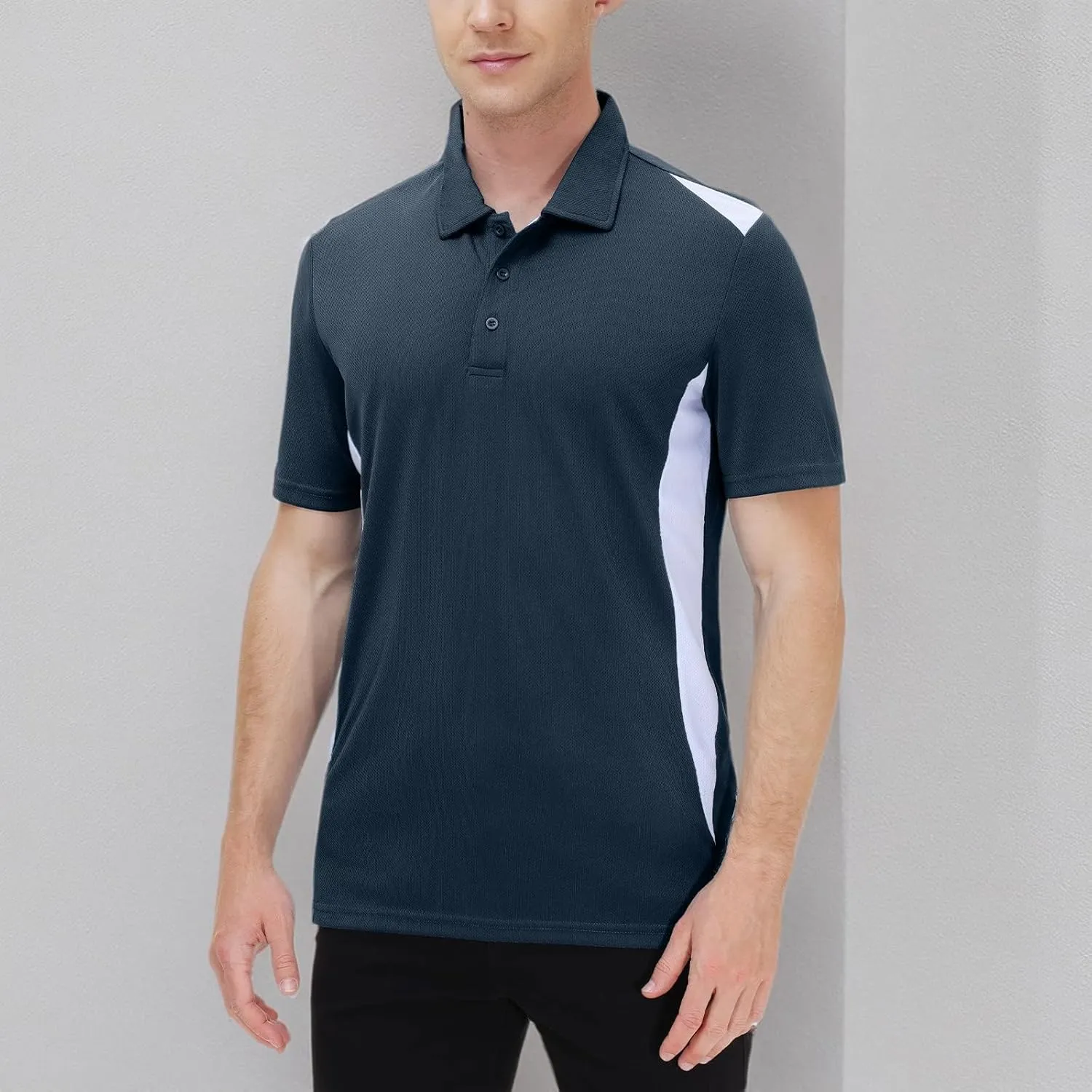 TIHEEN Men's Golf Polo Shirts,Short Sleeve Moisture Wicking Performance Polo Shirts