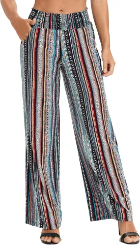 Urban CoCo Women's Boho Palazzo Pants Wide Leg Beach Pants High Waisted Lounge Pants with Pockets