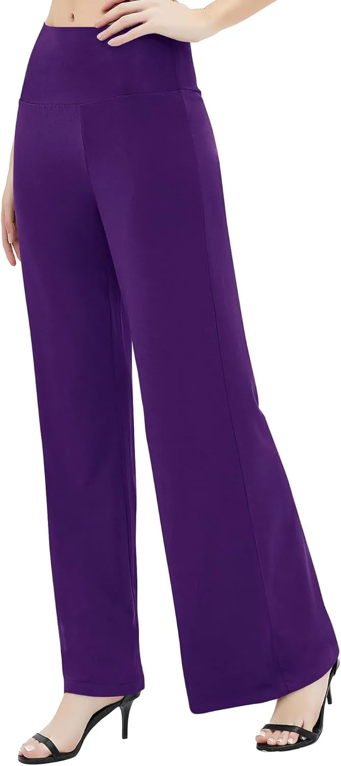 Urban CoCo Women's Dress Pants Solid Wide Leg Casual Sport Trousers Straight Leg High Waist Stretch Pants