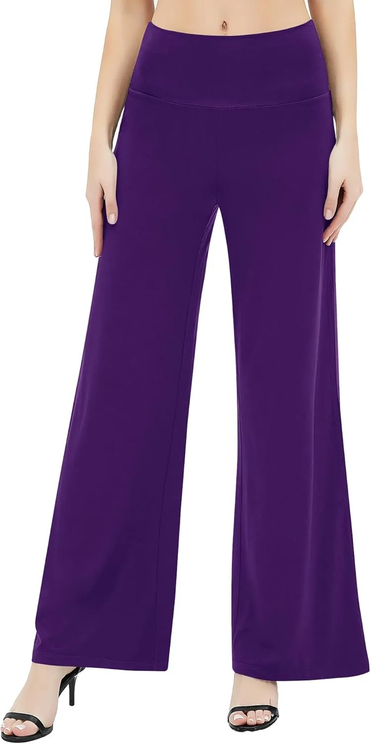 Urban CoCo Women's Dress Pants Solid Wide Leg Casual Sport Trousers Straight Leg High Waist Stretch Pants