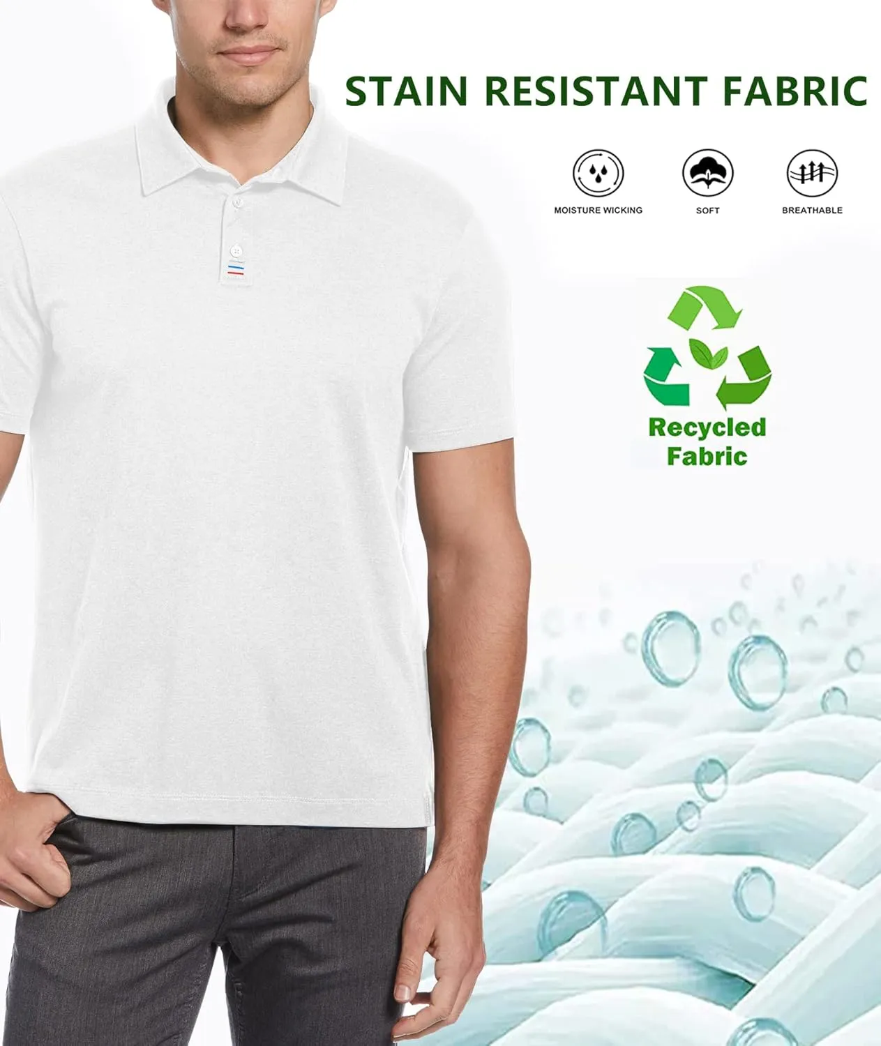 V VALANCH Men's Polo Shirts Sport Casual Short Sleeve Golf Polo Moisture Wicking Collared Tennis T-Shirt