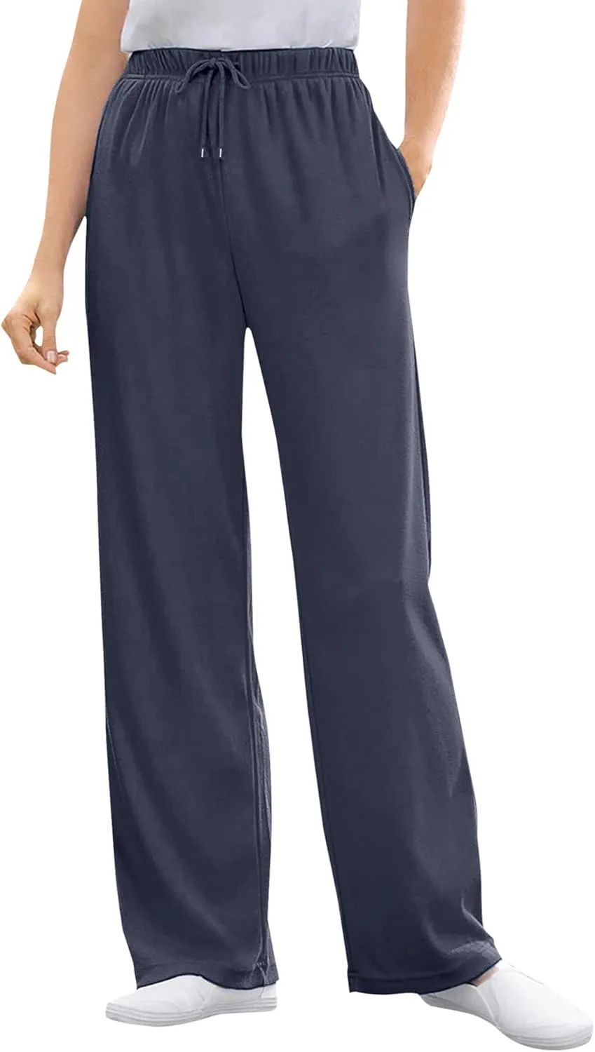 Woman Within Plus Size Sport Knit Straight Leg Pant