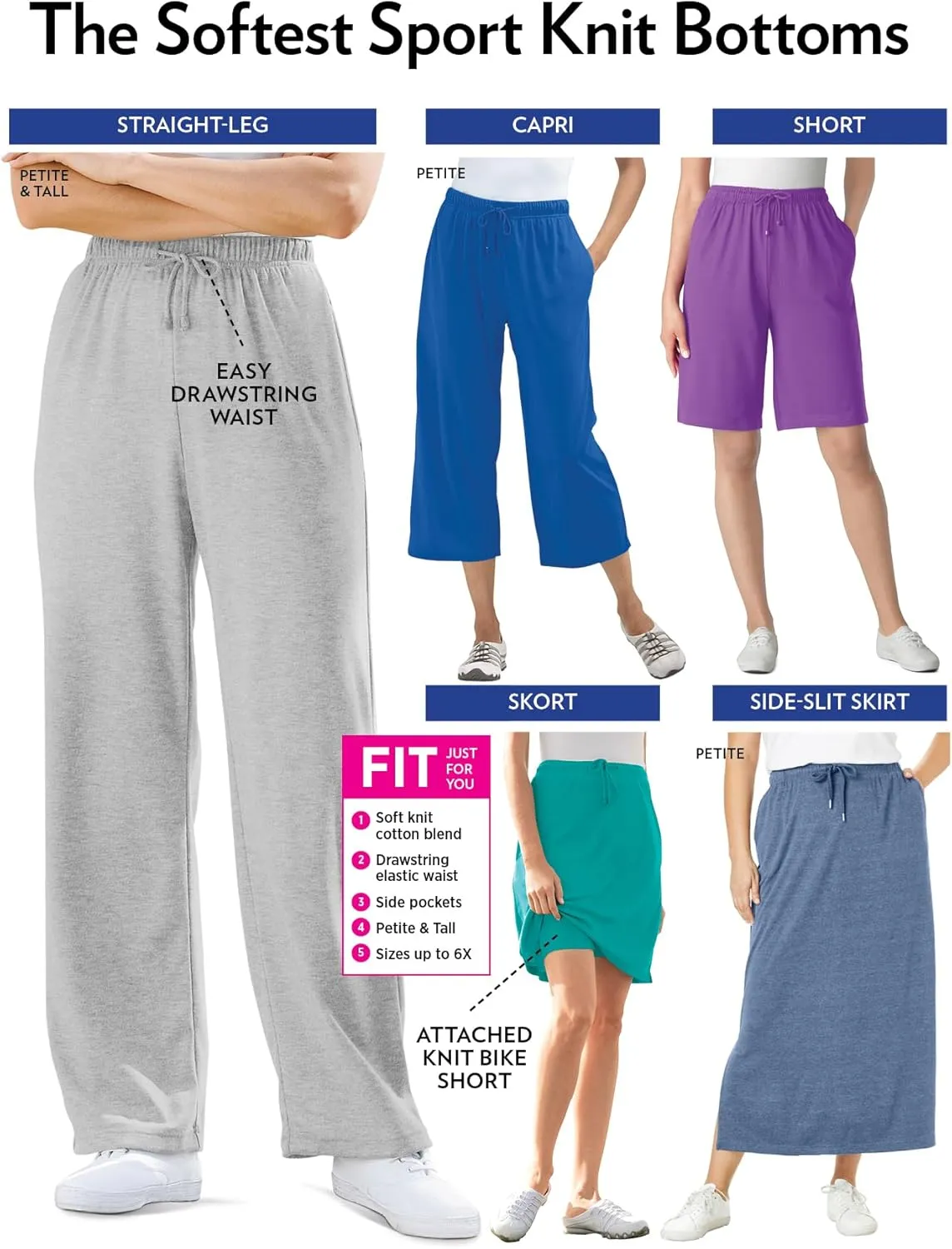 Woman Within Plus Size Sport Knit Straight Leg Pant