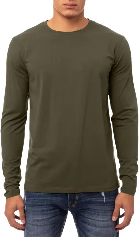 X RAY Men's Crewneck & Hooded Long Sleeve T-Shirt, 95% Cotton Stretch Slim Fit Basic Shirt for Men