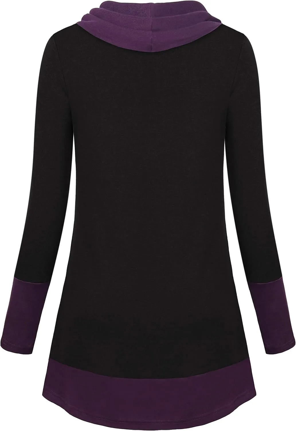 Youtalia Women's Hoodie Sweatshirt Long Sleeve Cowl Neck Pullover Color Block Thin Tunic Top