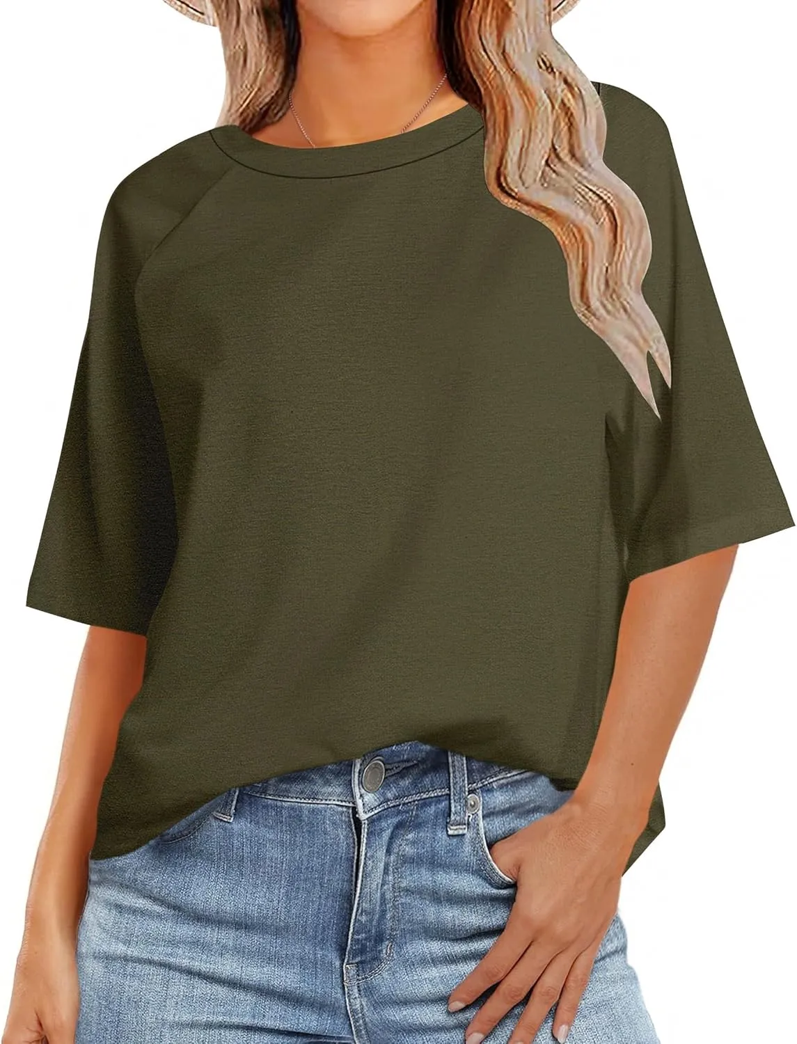 Zeagoo Womens T Shirts Summer Casual Oversized Crewneck Loose Fit Short Sleeve Striped Tops Fashion Comfy Basic Tee Blouses