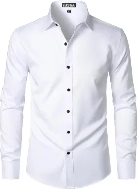 ZEROYAA Men's Long Sleeve Dress Shirt Modern Slim Fit Wrinkle-Free Casual Business Button Up Shirts