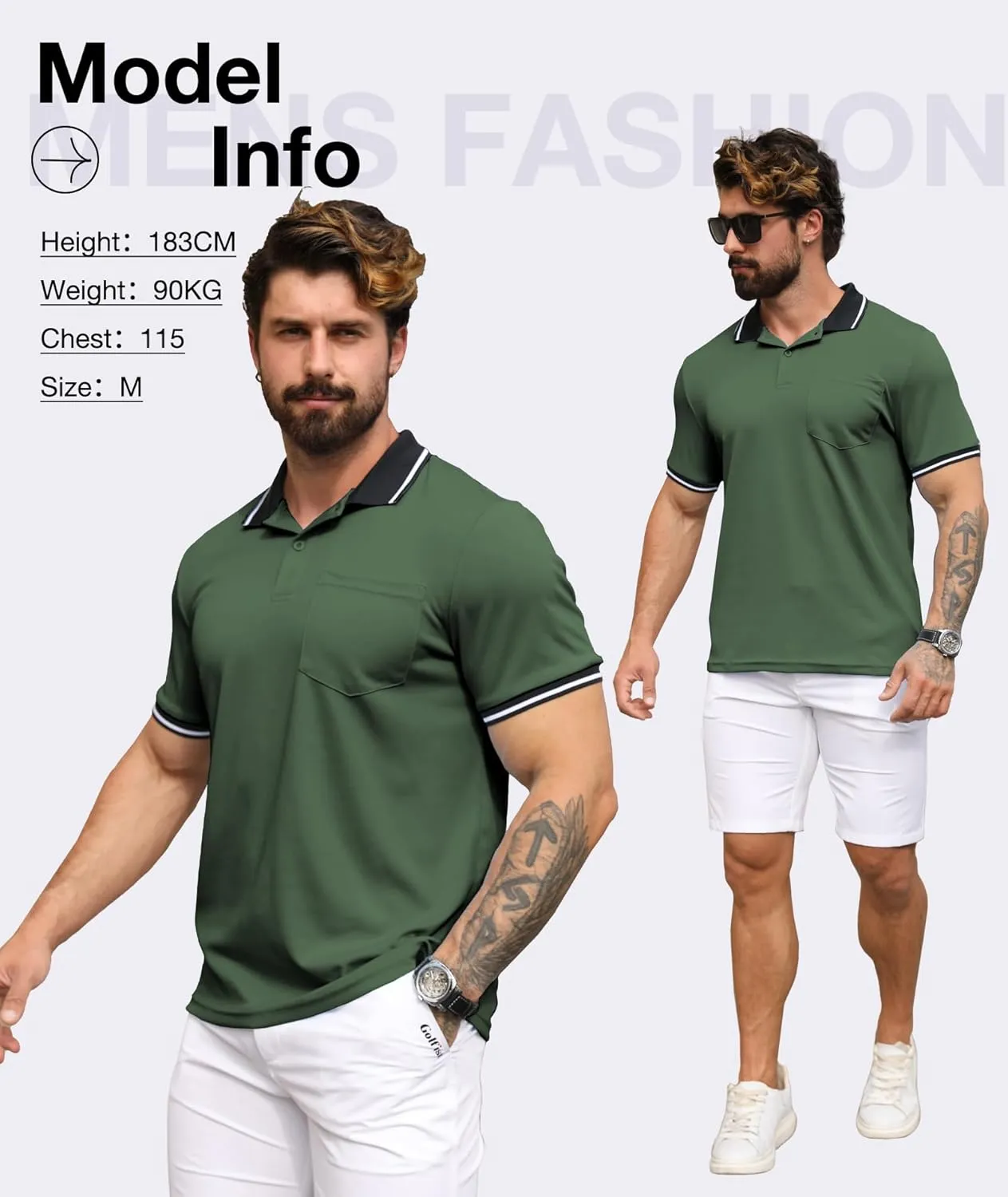 ZITY 3 Pack Men Polo Shirts Short Sleeve with Pocket Sport Wicking Shirts for Men Casual Athletic Collared T-Shirts
